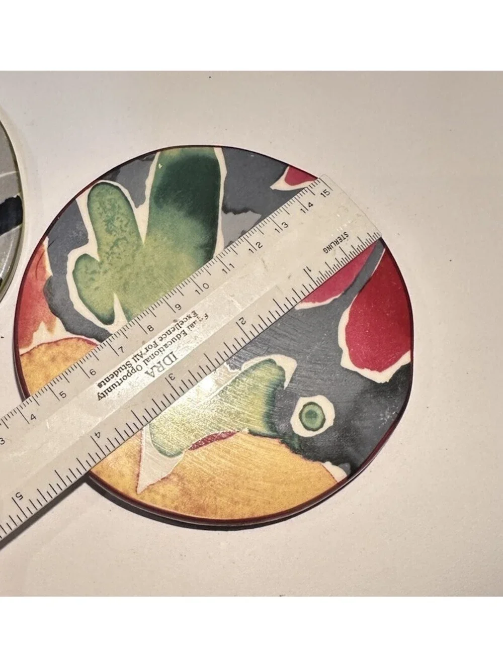 Set of 2 Vintage Abstract Ceramic Coasters Round Art Pottery Drink Coasters 4